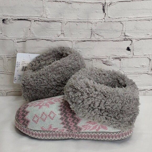 'MUK-LUKS' FOLD~OVER FUZZY SLIP-ON 'CINDER WOOD' SIDE BUTTON SLIPPERS - Picture 6 of 16